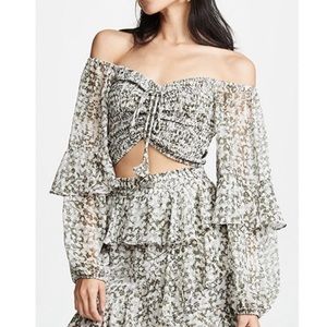 MISA Los Angeles Green Floral Top size M